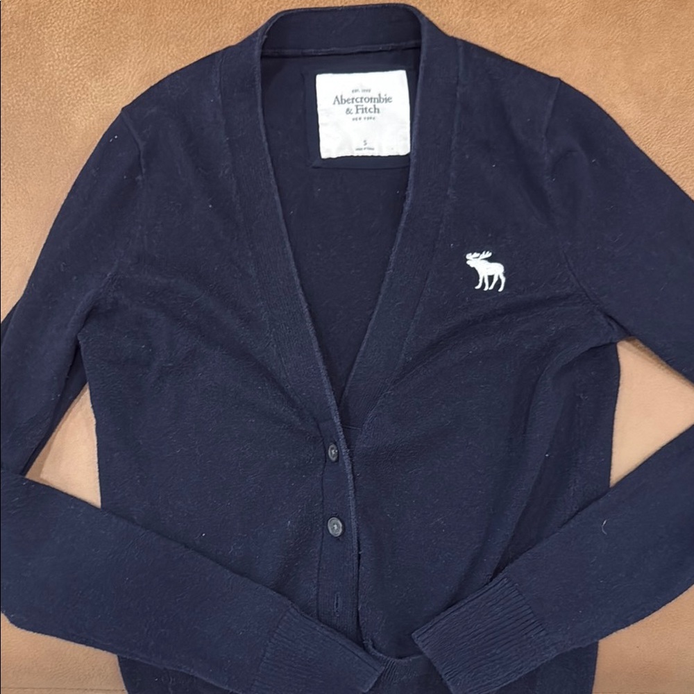 Abercrombie & Fitch Black Cardigan with Moose Logo